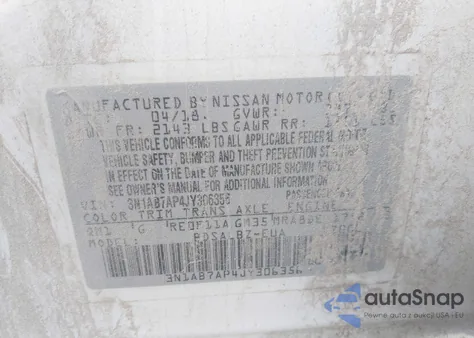 2018 Nissan Sentra S from USA, damaged, VIN 3N1AB7AP4JY306356